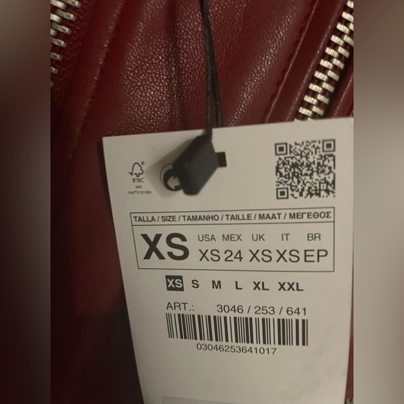 NEW Zara Vegan Faux Leather Red Motorcycle Moto Biker Jacket NWT XS! - Picture 11 of 11